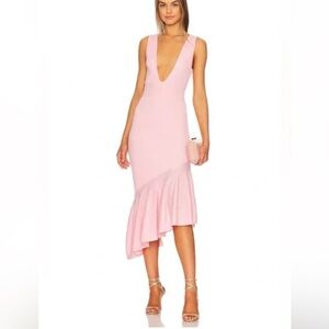 LPA Panya Knit Ruffle Midi dress Pink size Small NEW tags $260 Revolve